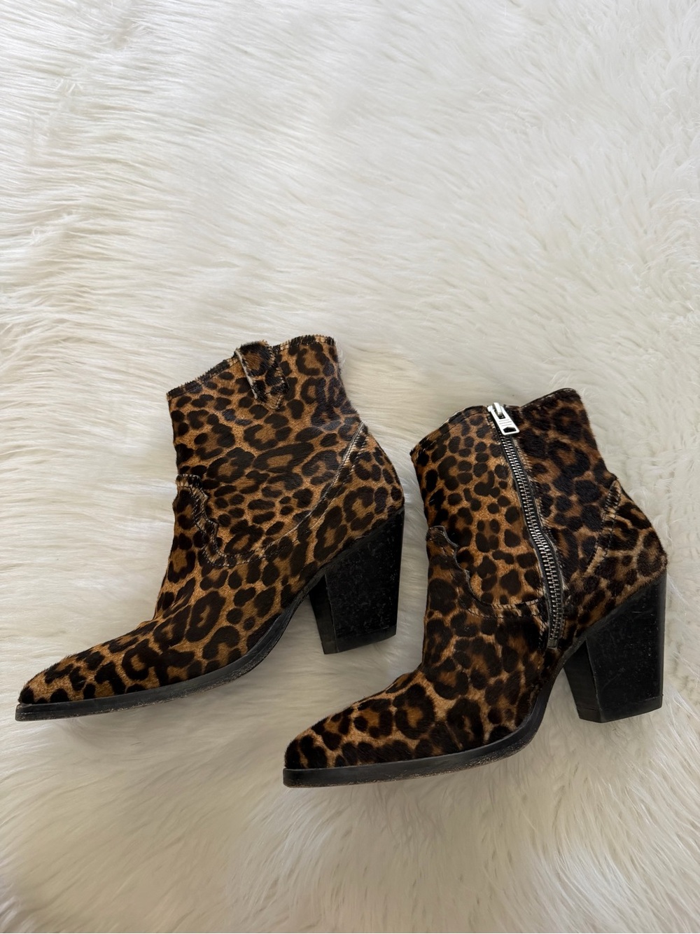 Allsaints Rolene Leopard Print Ankle Boots Sz 6 - Picture 3 of 5